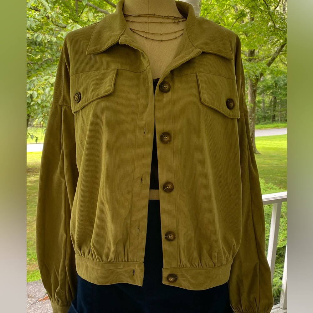 Light lime green corduroy women’s bomber jacket. HYFVE